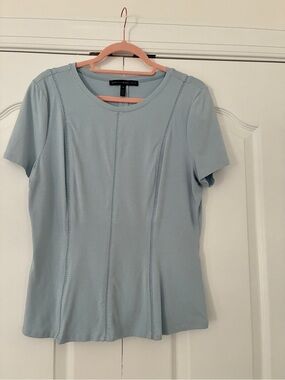 WHBM Light Blue Short Sleeve Top w/Seam-Detail